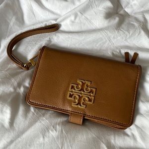 Tory Burch brown wristlet